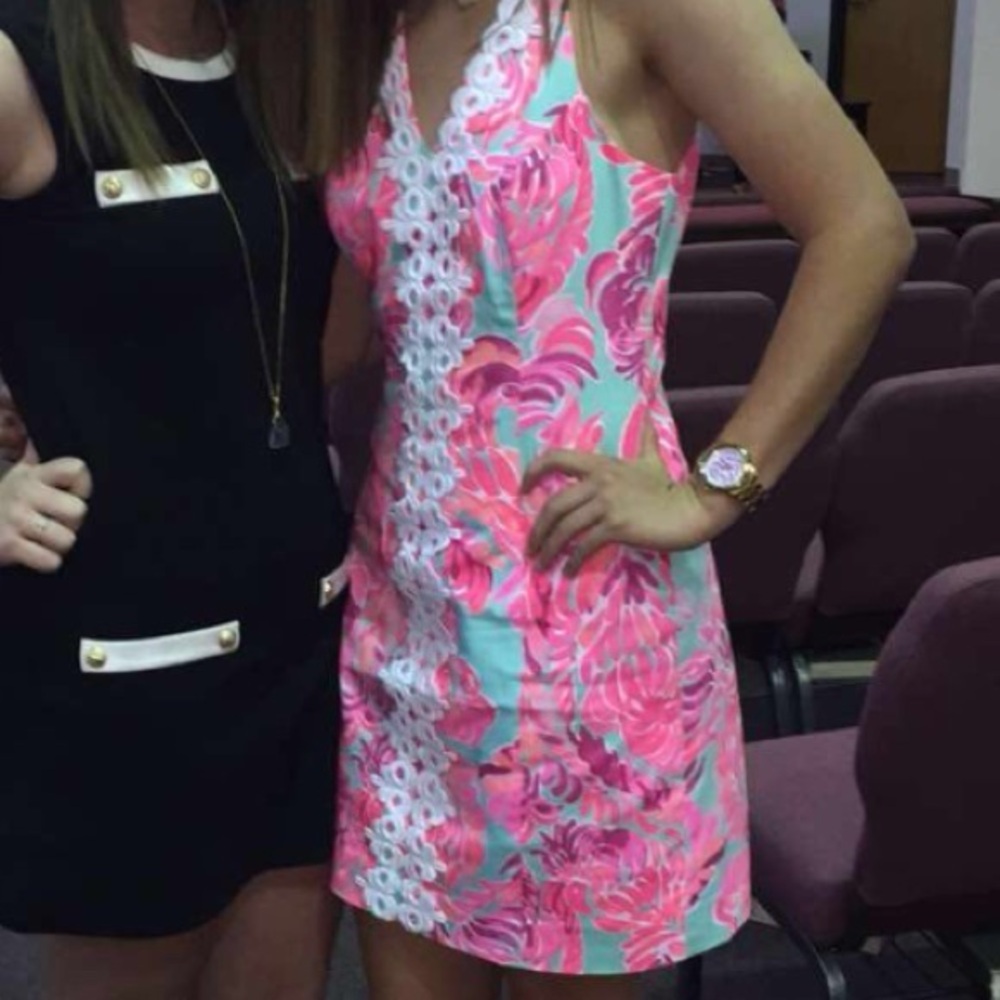 Lilly Pulitzer Pink and Green Dress with White Accents